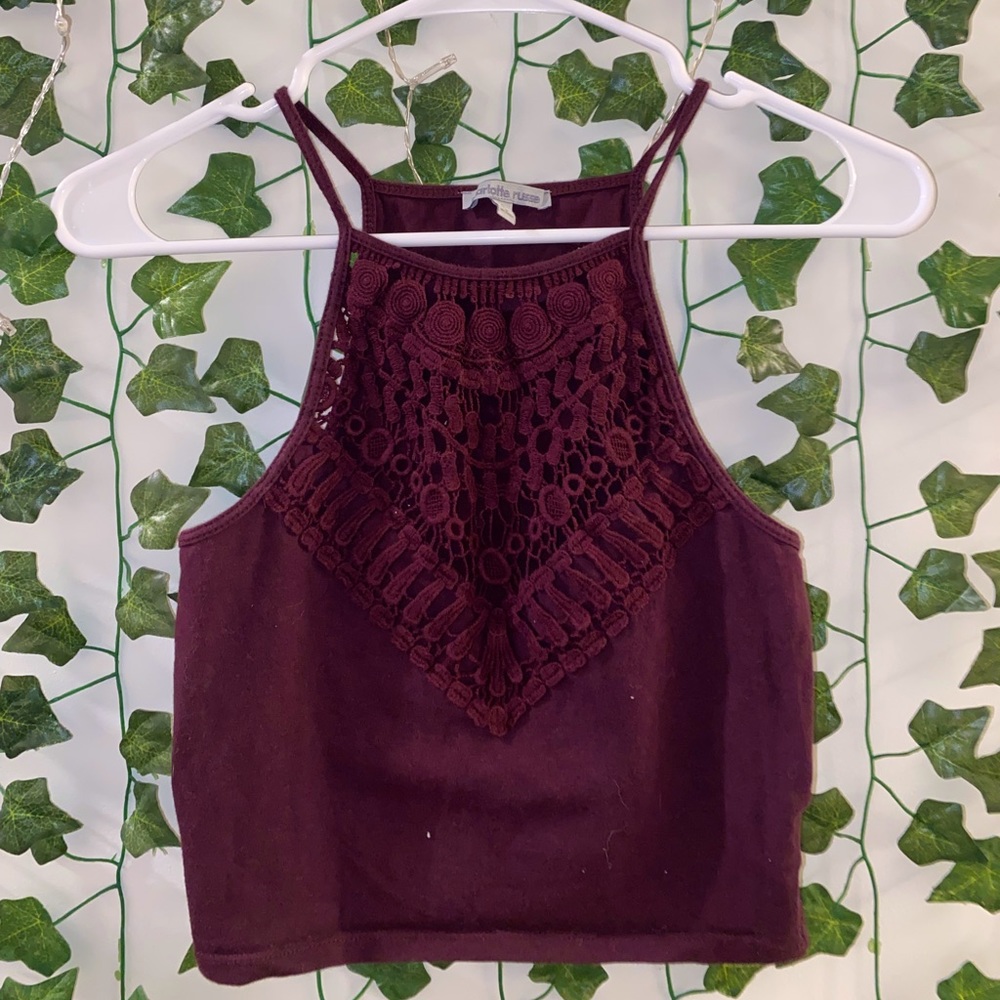 Charlotte Russe Burgundy Tank With Cut Out Front